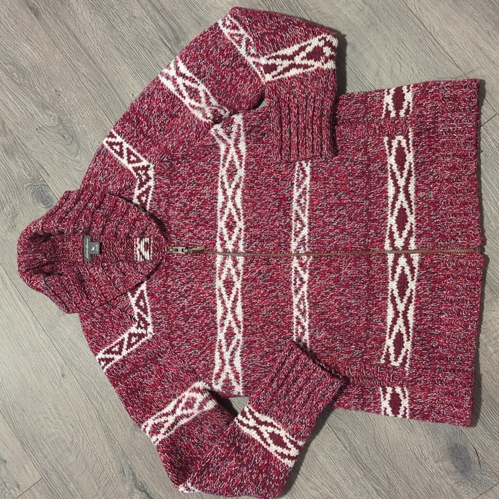 Eddie Bauer Wool Blend Duck Zip Up Cardigan Sweater